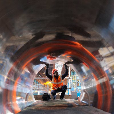 construction worker in a tunnel