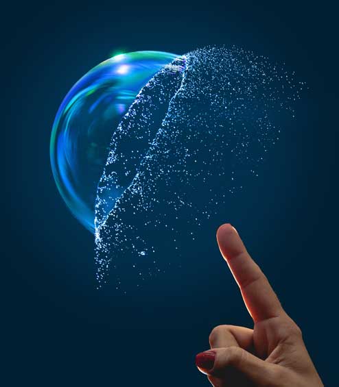 Abstract image of a bubble bursting