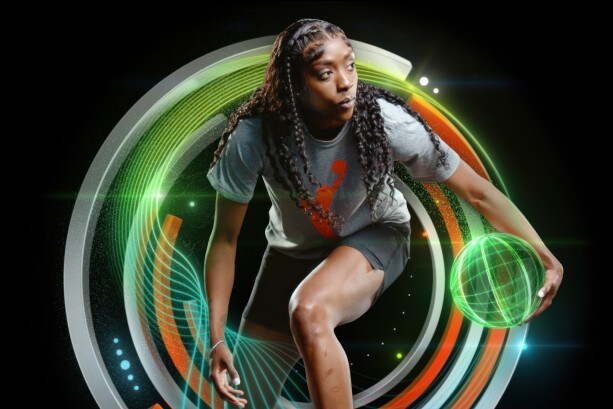 kahleah cooper with technology background-image