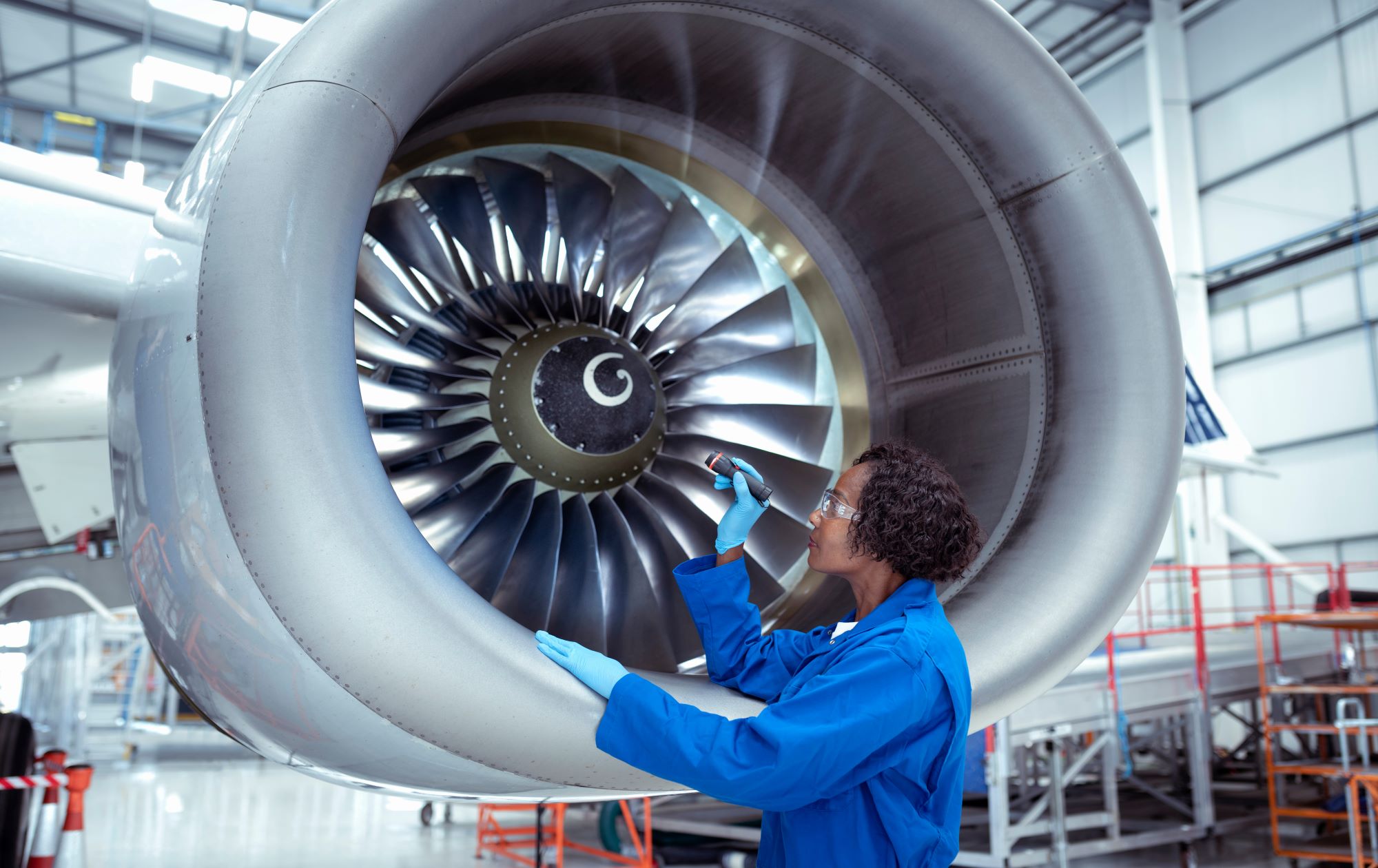 Airplane engine with worker