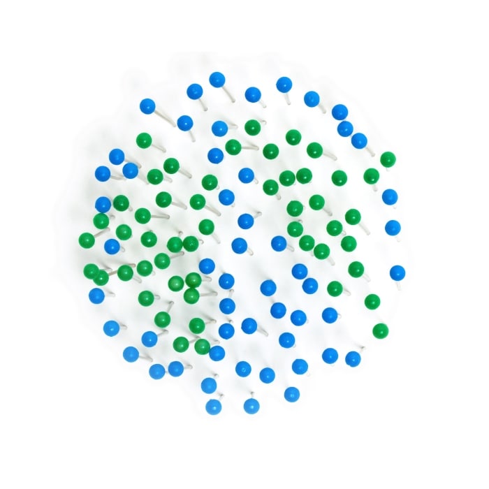green blue pins
