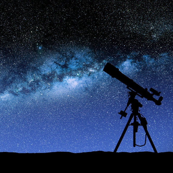 telescope and starry night
