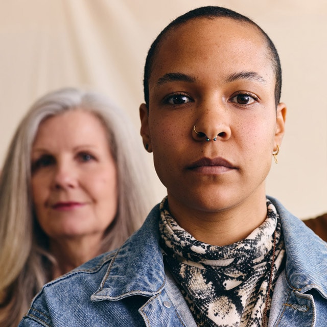 Portrait of two confident women looking at the camera