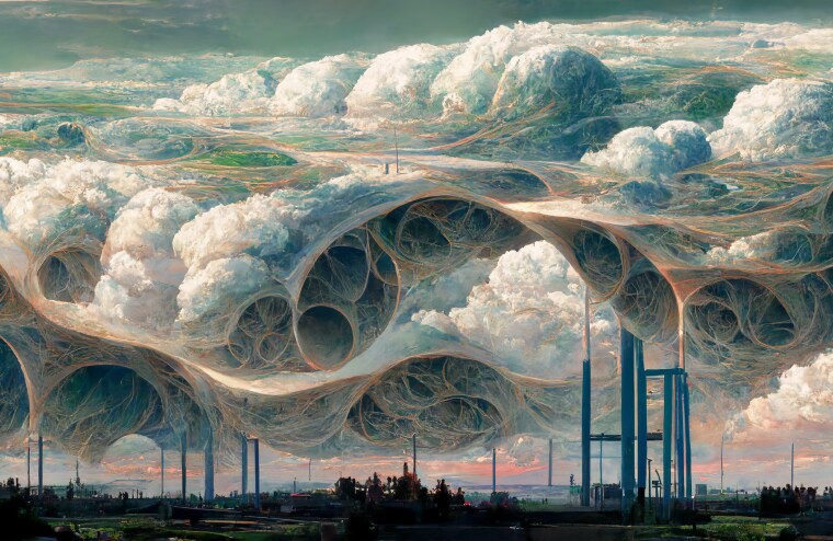 abstract art illustrations portraying clouds in the sky spreed across like a smoke