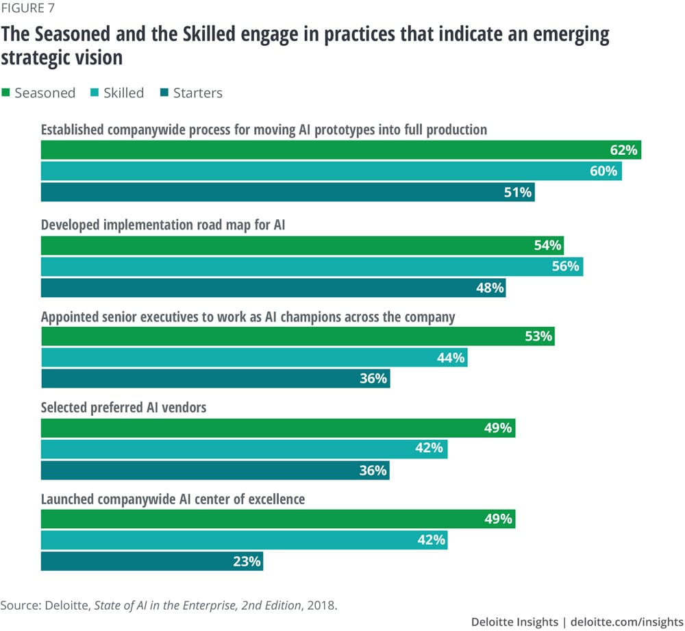 The Seasoned and the Skilled engage in practices that indicate an emerging strategic vision